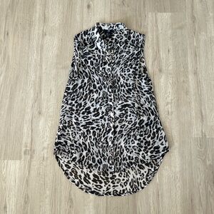 H&M Black and White Leopard Print Blouse